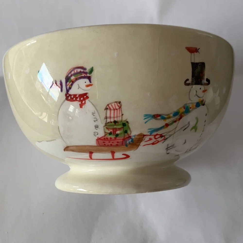 Oneida SNOWMATES Debbie Taylor-Kerman Snowmen Christmas Bowl Candy Dish